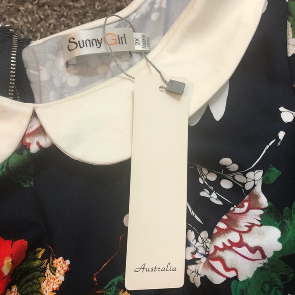 Sunny Girl Mod Cloth Navy Floral Dress Size 2X - Picture 5 of 7